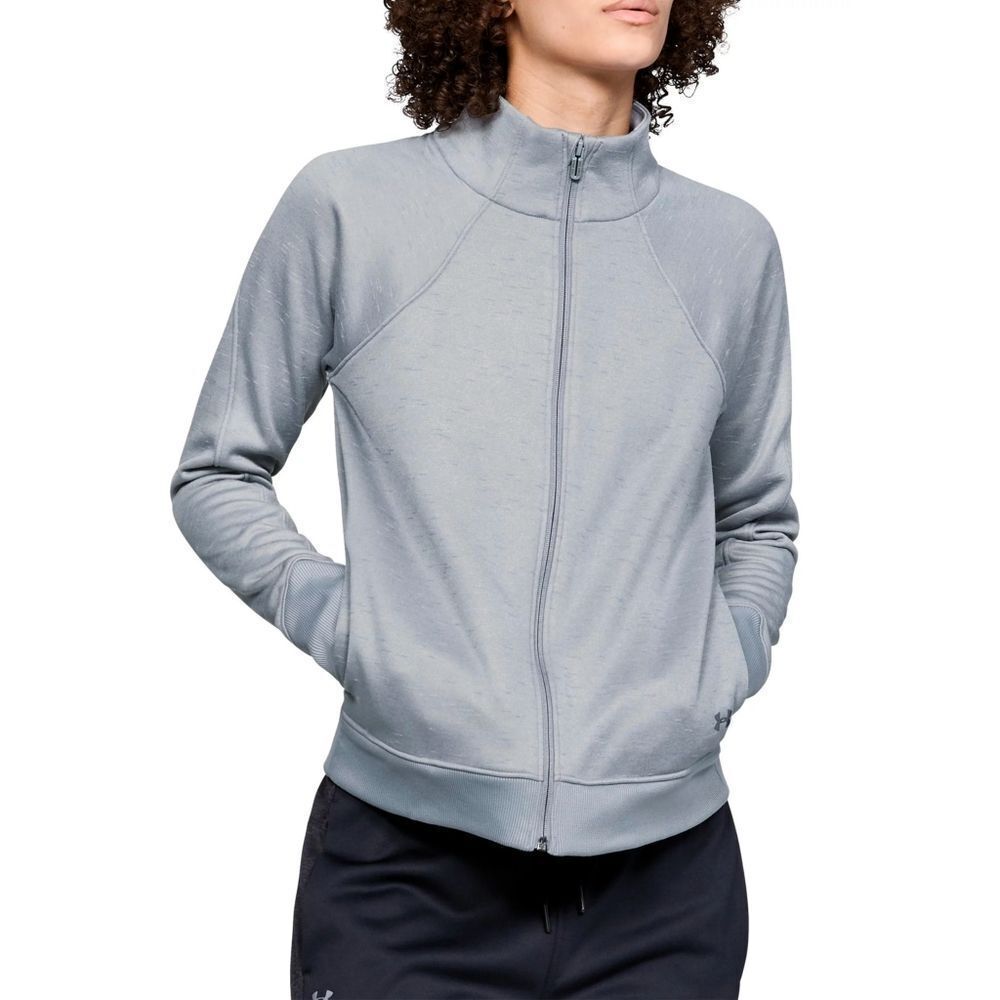 New! UNDER ARMOUR Women's Stretch Fleece Full-Zip Sweater Jacket Gray Size Small